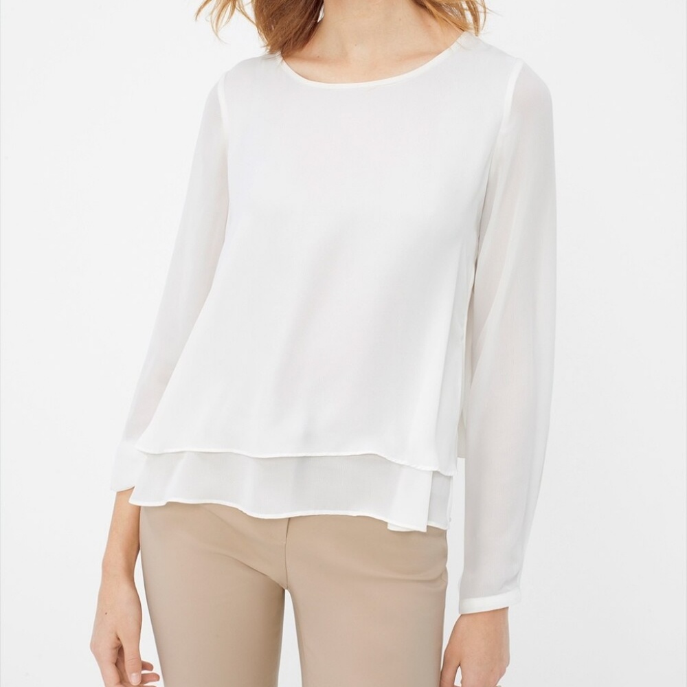 NWT WHBM White Double Layer Blouse